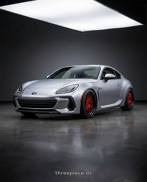 2022 Subaru BRZ Premium with F1R F21 5x100/5x114.3 18x10.5 +40 Candy Red/Black Lip v2 wheels