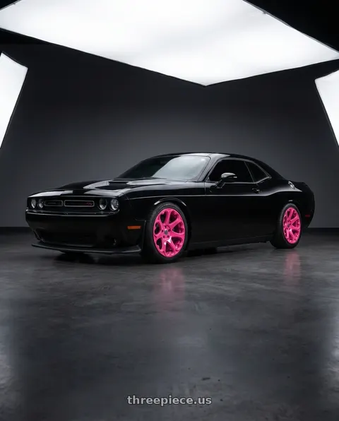 2015 Dodge Challenger with HERITAGE WHEEL KOKORO MONOC 5x114.3 17x8 +25 PINK wheels