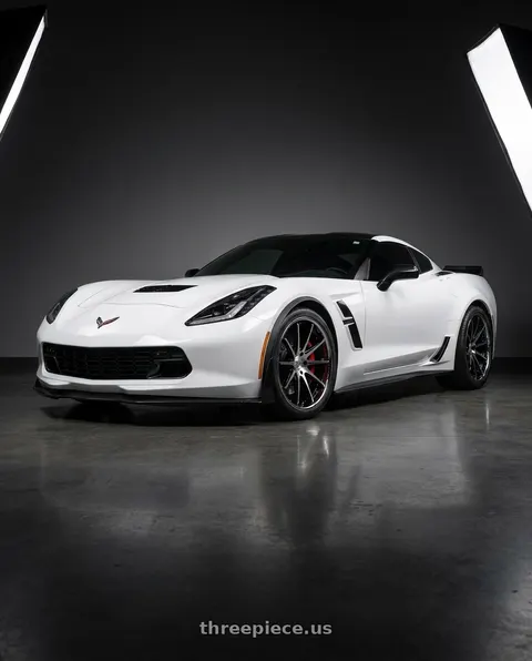 2019 Chevrolet Corvette Grand Sport with Rohana RFC10 5x120 19x9.5 +35 Machine Black/chrome Lip wheels