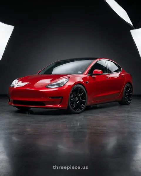 2018 Tesla Model 3 with Heritage Wheel Kokoro MonoC 5X114.3 19x8.5+35 Black wheels