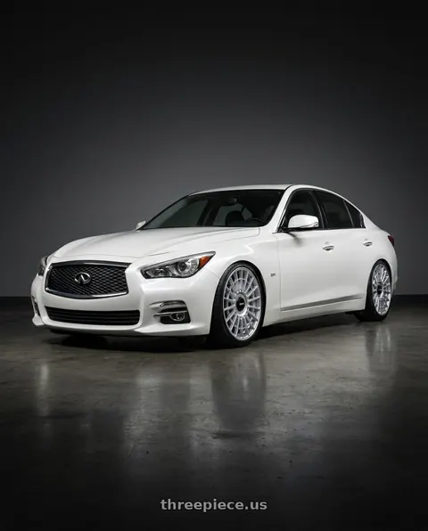 2014 INFINITI Q50 with Rotiform 1PC R134 FLG 5X120 18X8.5 +35 GLOSS SILVER wheels