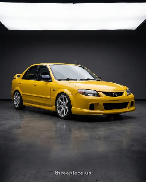 2003 Mazda Protege Mazdaspeed with HERITAGE WHEEL KOKORO MONOC 5x114.3 17x8 +25 SILVER wheels