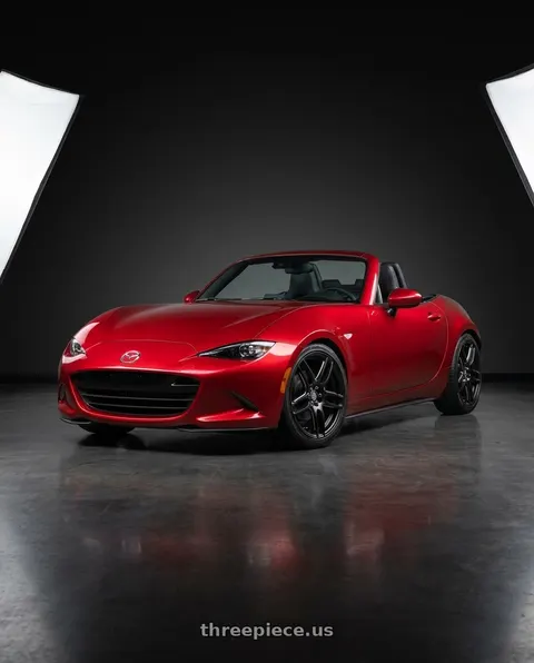 2016 Mazda Miata Red with Niche 1PC M106 NR6 4X100/4X114.3 18X8 +40 MATTE BLACK MILLED wheels