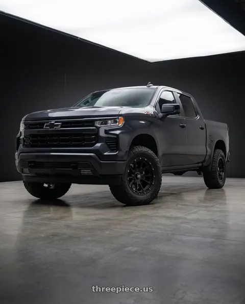 2023 Chevrolet Silverado 1500 with KMC KM100 SYNC 6X135/6X139.7 20X9 +0 SATIN BLACK wheels