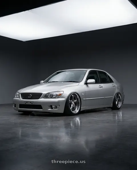 2001 Lexus is200 with Work Wheels VS-KF 5X114.3 19x7.5+34 Brilliant Silver Black A Disk FULL REVERSE wheels