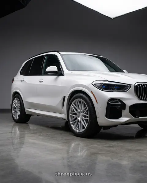 2020 BMW X5 M50i with F1R F103 5x112 19x9 +38 Brushed Silver wheels