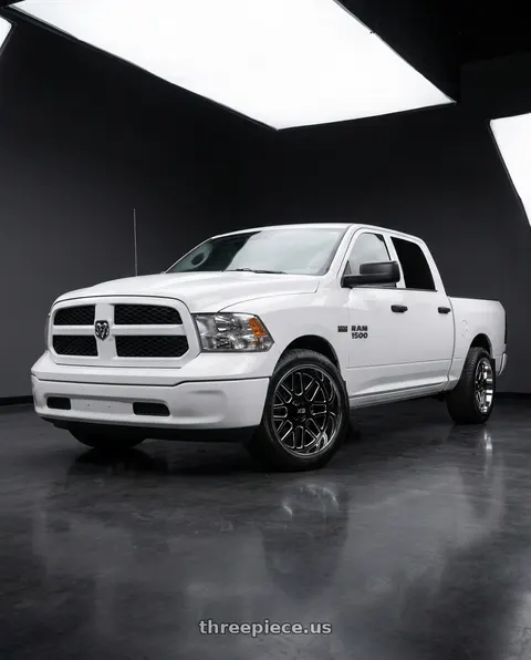 2016 Ram 1500 with XD XD201 GRENADE 5X139.7 22X10 -18 GLOSS BLACK MILLED CENTER CHROME LIP wheels