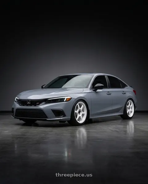 2026 Honda Civic Si with Konig Hexaform 5X114.3 18x8.5+43 Gloss White Flow Formed wheels