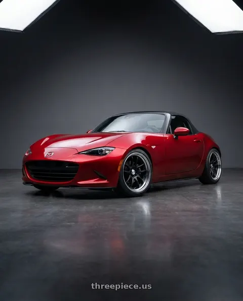 2024 Mazda MX-5 Miata with Work Cr 2P 4x100 17x8.0 +38 Matte Black wheels
