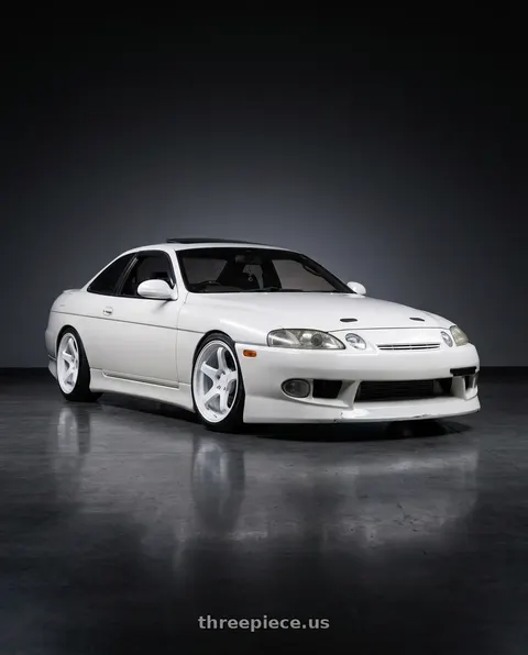 1996 Lexus SC300 with KATANA RACING HR05 5x114.3 18x9.5 +22 Gloss White wheels