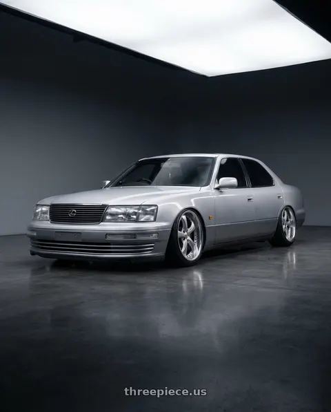 1991 Lexus LS400 with Work Wheels VS-KF 5x114.3 18x8+40 Light Grey Silver A Disk FULL REVERSE wheels