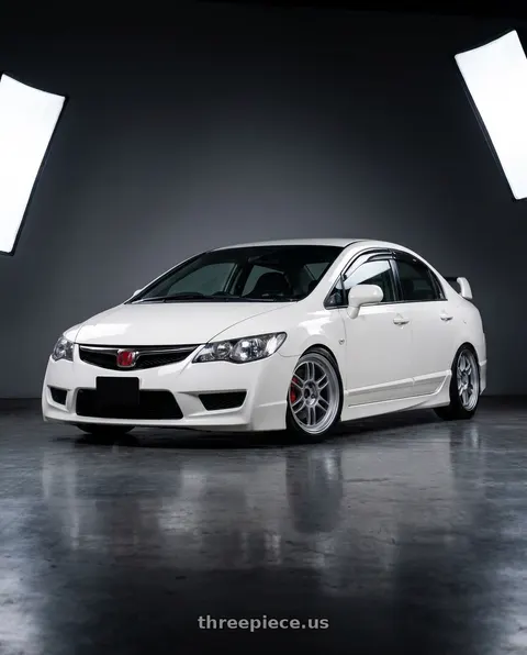2007 Honda Civic with Enkei RPF1 5x114.3 18x8.5+30 Silver wheels