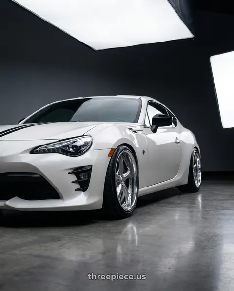 2017 Toyota 86 with Work Wheels VS-KF 5x100 18x8.5+40 Light Grey Silver O Disk FULL REVERSE wheels