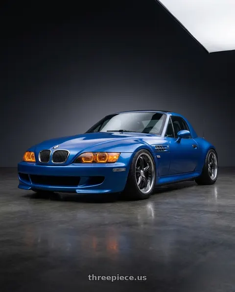2002 BMW Z3 with Work Wheels VS-KF 5X114.3 19x7.5-4 Brilliant Silver Black A Disk FULL REVERSE wheels