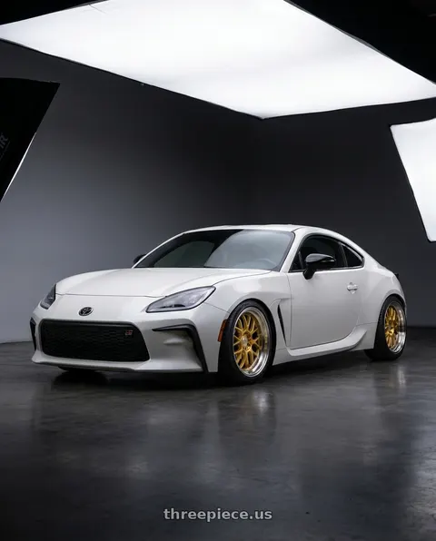 2026 Toyota GR86 with F1R F21 5x100/5x114.3 18x8.5 +38 Machine Gold/Polish Lip v2 wheels
