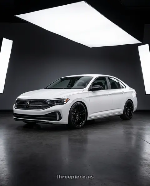 2025 Volkswagen Jetta Sport with P51 Wheels 101RF 5X114.3 19x11 +50 Gloss Black wheels