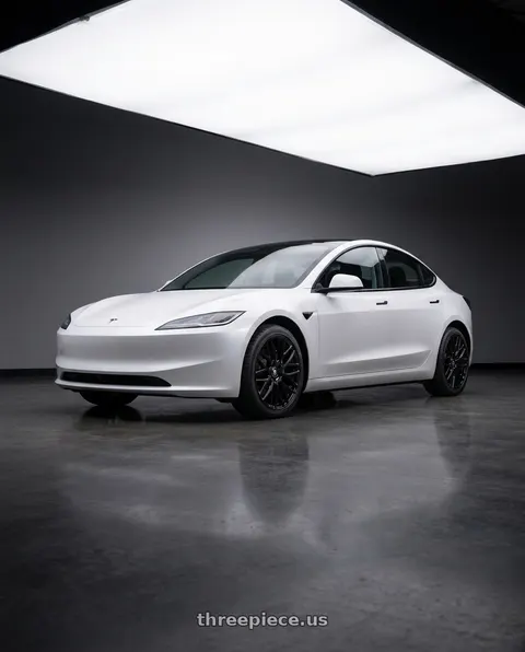 2025 Tesla Model 3 with TOUREN TR76 3276 5x112 19x8.5 +35 GLOSS BLACK wheels