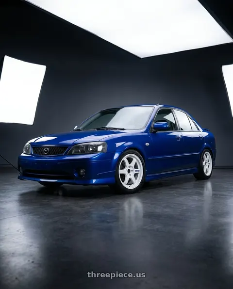 2003 Mazda Protege ES with Volk Racing TE37 Gravel 5x114.3 15x7.0+35 White wheels