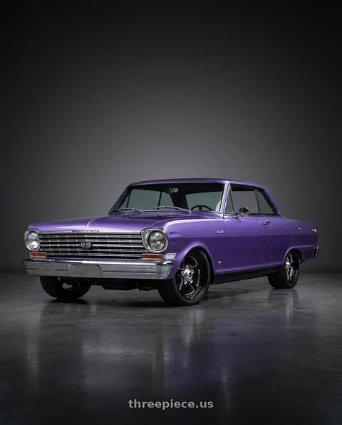 1964 Chevrolet Chevy II Nova SS with Vision American-Muscle 571 Sport Star II 5x120.65 15x8+0 Gloss Black with Milled Center wheels