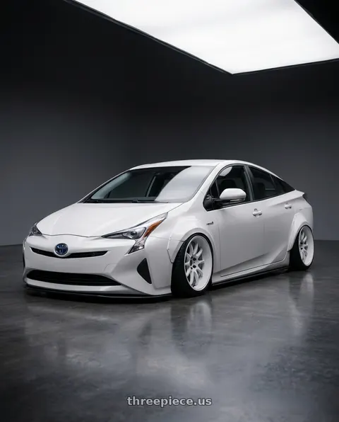 2017 Toyota Prius with Work Emotion D9r 5x100 18x10.5 +15 White wheels