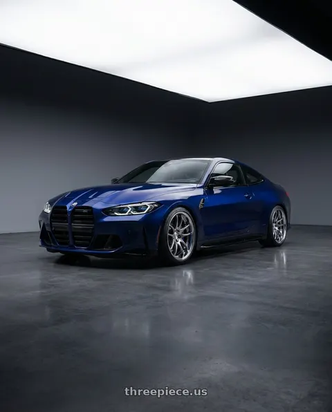2025 BMW M4 with Work Cr 2P 5x112 20x10.0 +18 GT Silver wheels