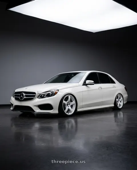 2014 Mercedes-Benz E350 with Advan Racing TC4 5x112 18x10.0 +32 RACING WHITE METALLIC & RING wheels