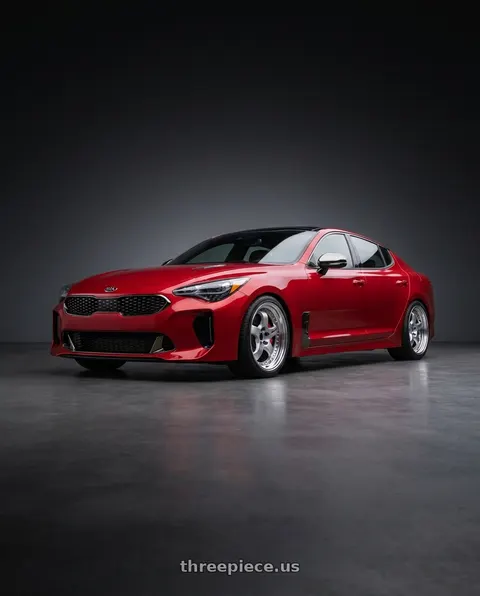 2018 Kia Stinger GT2 with Work Meister S1 3P 5x114.3 19x8+31 R Disk Silver wheels