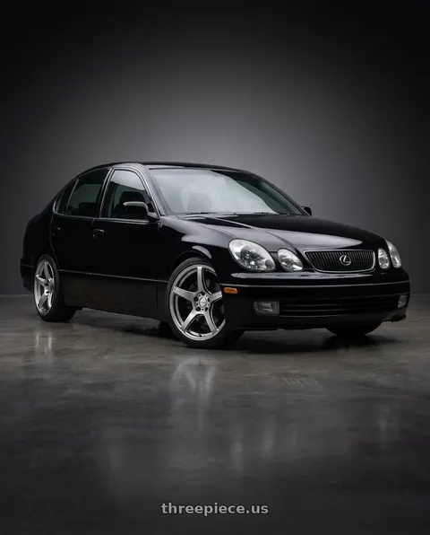 2003 Lexus GS430 with Work Emotion T5r 5x114.3 18x8.5 +35 Glow Silver wheels