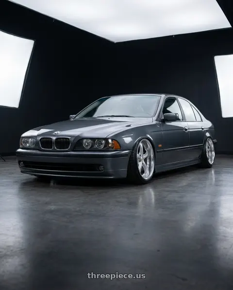 2000 BMW 528i with Work Wheels VS-KF 5x120 18x9.5+22 Light Grey Silver L Disk FULL REVERSE wheels
