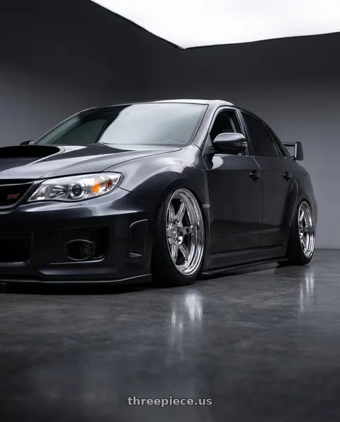 2013 Subaru Impreza with Kansei K14X Roku 5x114.3 18x9.5 38 Chrome wheels