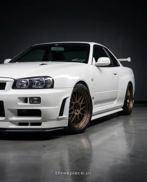 2001 nissan skyline gtr with Volk Racing 21A 5x114.3 18X8.5+34  Bronze wheels