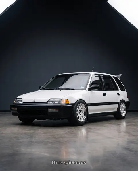 1991 Honda Civic with Work Emotion Rs11 2p 4x100 15x6.5 45 white wheels