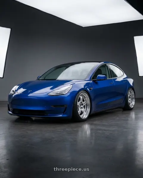 2023 Tesla Model 3 with Work Meister S1 3P 5x114.3 18x9.5+24 O Disk Silver wheels