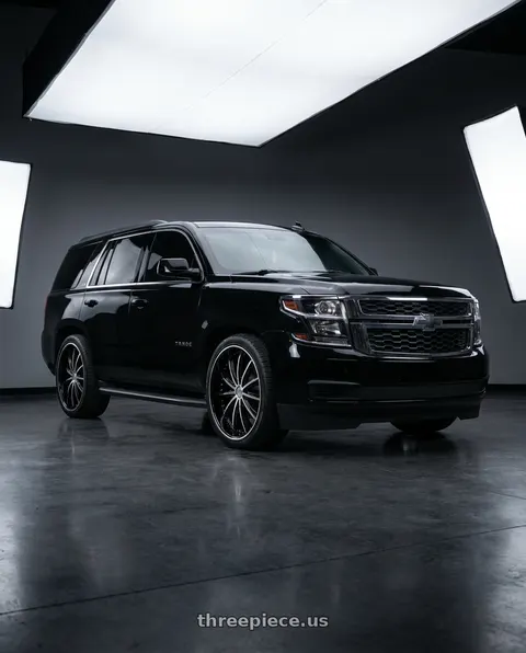 2015 Chevrolet Tahoe with ELURE 31 6X135/6X139.7 24x9.5 +30 BLACK MACHINED wheels