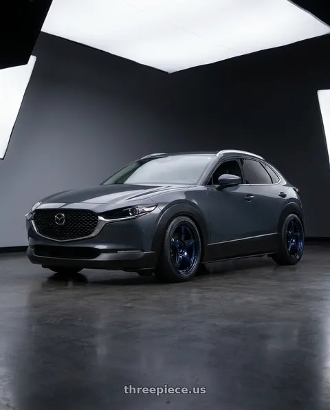 2026 Mazda CX-30 with Gram Lights 57CR 5x114.3 18x9.5+12 Eternal Blue Pearl wheels