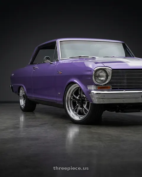 1964 Chevrolet Chevy II Nova SS with Vision American-Muscle 149 Patriot 5x120.65 15x8+0  Gloss Black Milled Spoke Polished Lip wheels