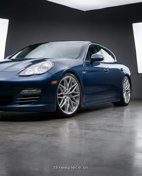 2012 Porsche Panamera with MV Forged MVF2 5x130 21x9 +45 Diamond Silver wheels