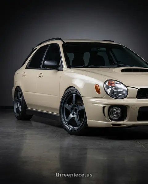 2002 Subaru Wrx with Gram Lights 57CR 5x100 18x7.5+50 Gunblue II wheels