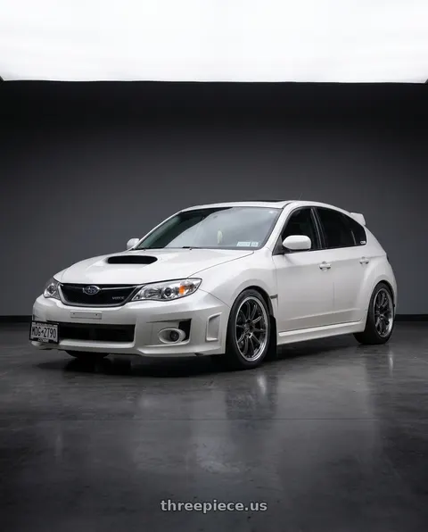 2012 Subaru Wrx Hatchback Pearl with KATANA RACING HR06 5x112 18x8.5 +35 Gloss Gunmetal M Lip wheels