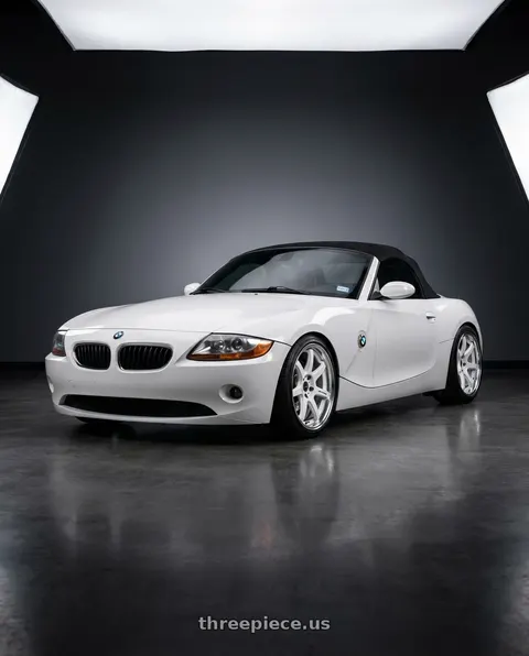 2003 BMW Z4 with Work T7r 2P 5x120 18x8.5 +45 WHITE wheels