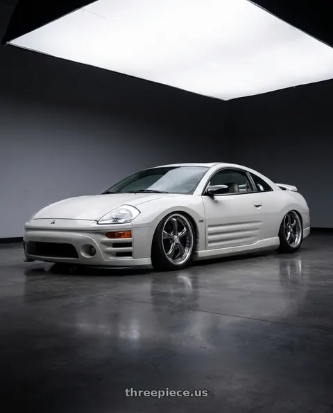 2003 Mitsubishi Eclipse with Work Wheels VS-KF 5x114.3 18x9.5+27 Brilliant Silver Black O Disk FULL REVERSE wheels
