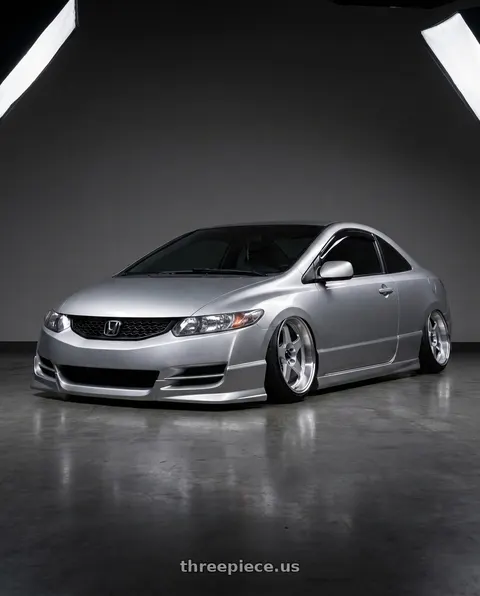 2007 Honda Civic with Aodhan AH02 5x100 / 5x114.3 17x8+35 Silver w/ Machined Lip wheels