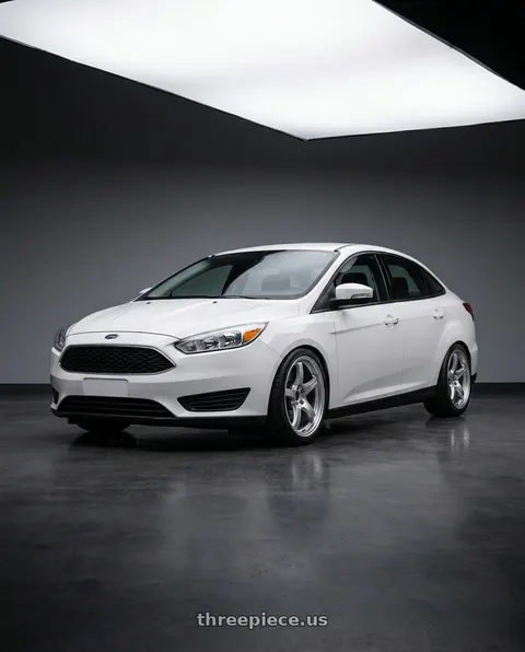 2015 Ford Focus with Gram Lights 57CR 5x114.3 18x9.5+38 Grace Silver wheels