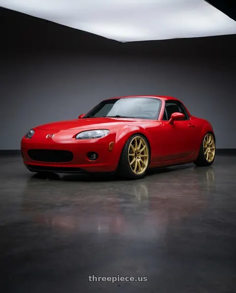 2012 Mazda MX-5 Miata with Advan RCIII 5x114.3 17x8+38 Gold wheels