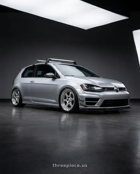 2015 Volkswagen GTI with Work Meister L1 3P 5x112 19x9+38 O Disk Matte Silver wheels