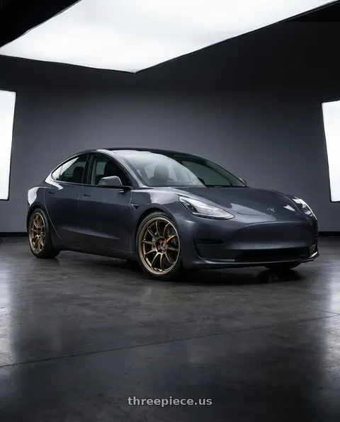 2023 Tesla Model 3 with Work Emotion Zr10 5x114.3 19x8.5 +38 Titanium Diamond Lip Cut wheels
