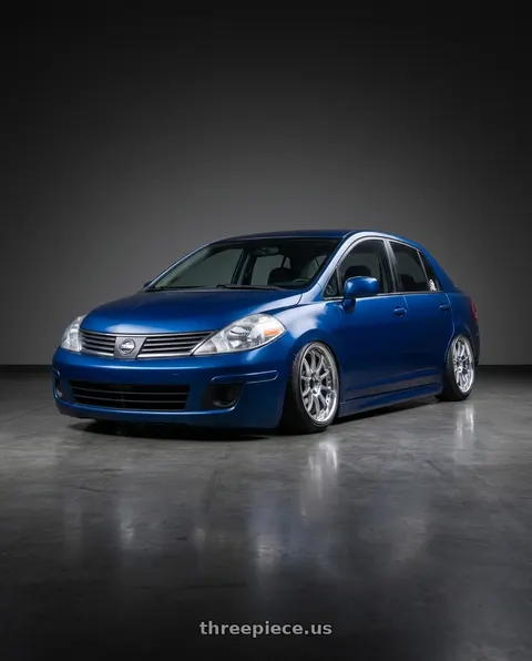 2010 Nissan Versa with SSR Professor SP5R 4X100 17X8.5+38 NR Disk High Bright Silver wheels
