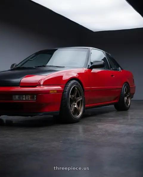 1991 Honda Prelude with Advan Racing TC4 4x100 16x7.0 +31 UMBER BRONZE METALLIC & RING wheels