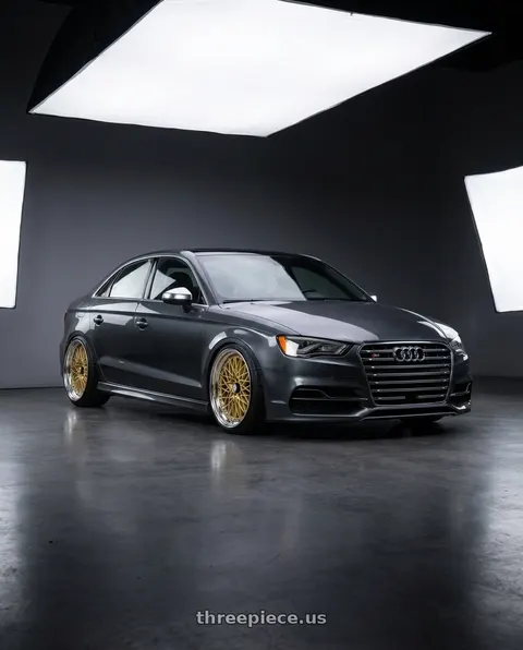 2015 Audi S3 with SSR Formula MESH 5x112 19X10.5+30 NR Disk Fm Gold wheels