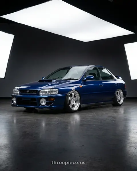 1998 Subaru Impreza with Aodhan AH03 5x100 / 5x114.3 17x9+25 Silver w/Machined Face wheels